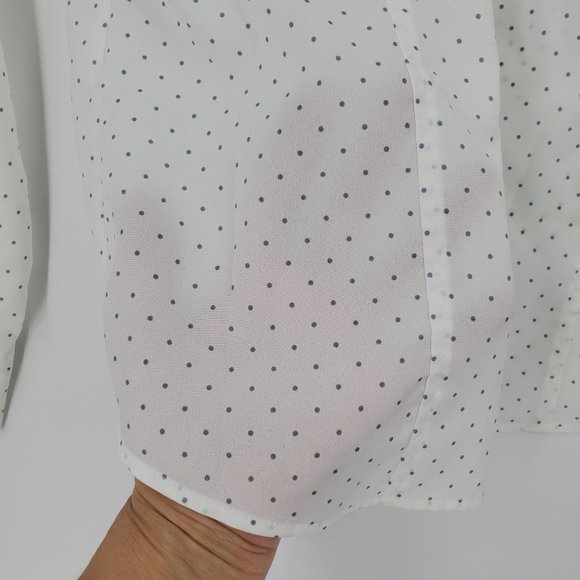 Pendleton White Blue Polka Dot Long Sleeve Button Up Shirt - Picture 5 of 12